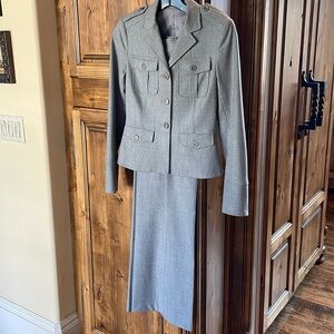 THEORY Heathered Gray Flannel Suit Blazer Pants 0